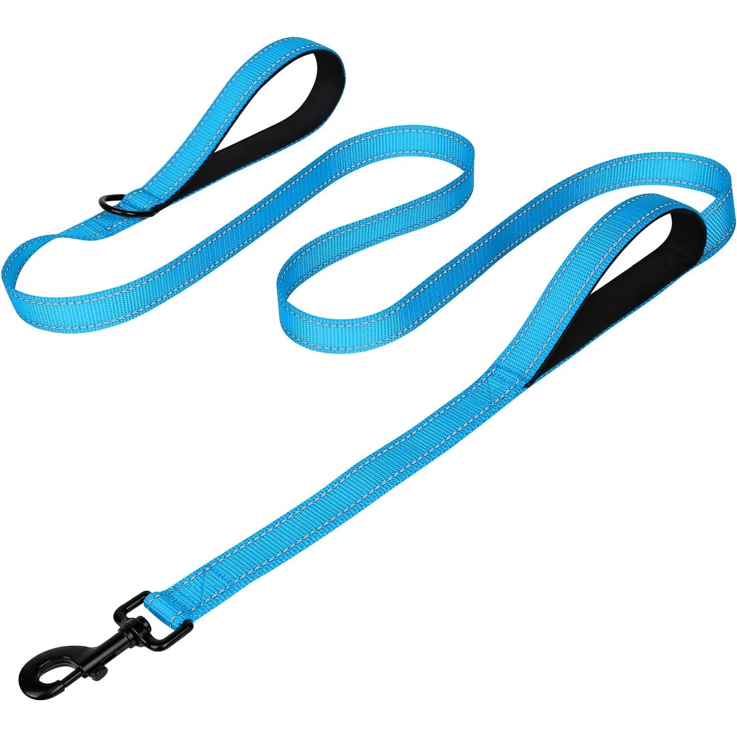 Heavy Duty Double Handle Dog Leash With Reflective Strips For Night Safety