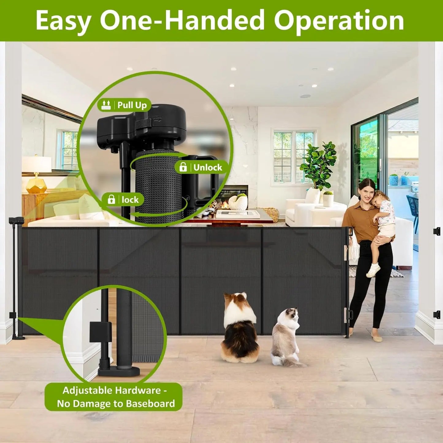 Premium Retractable Dog Gate for Indoor and Outdoor Use