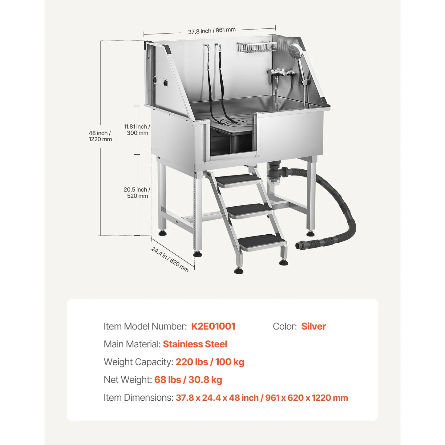 Stainless Steel Dog Washing Station For Professional Pet Care
