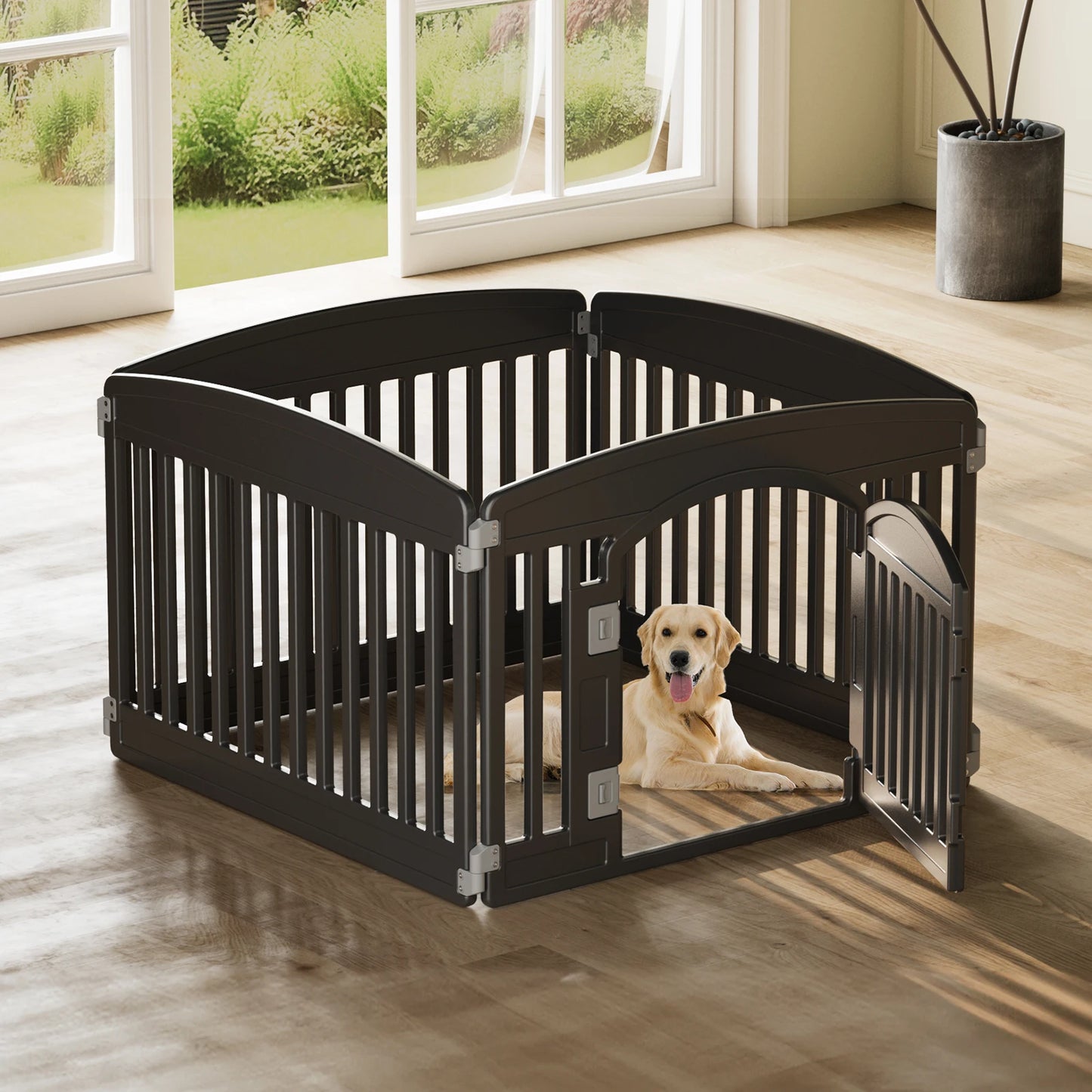 JHK Plastic Dog Playpen Six Panel Foldable Pet Fence