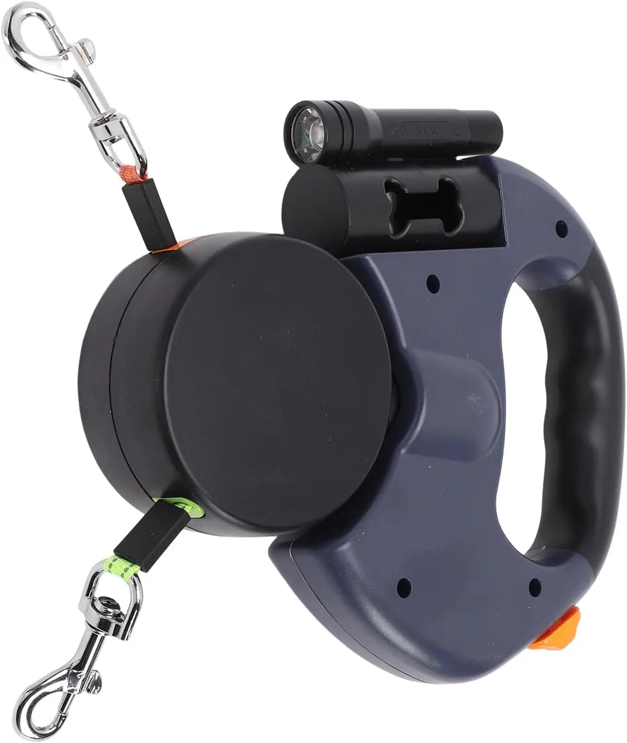 Double Ended Retractable Leash For Dogs And Cats With Flashlight