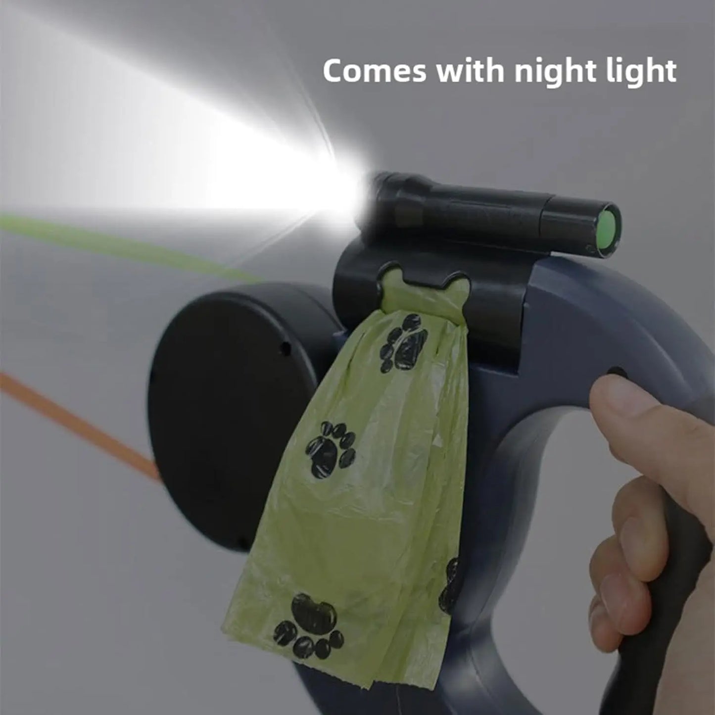 Double Ended Retractable Leash For Dogs And Cats With Flashlight