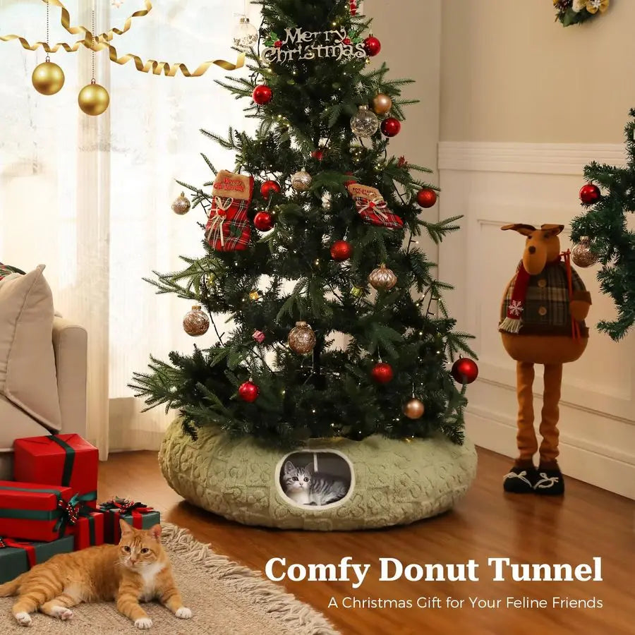 Premium 2-In-1 Cat Tunnel With Plush Bed For Indoor Cats