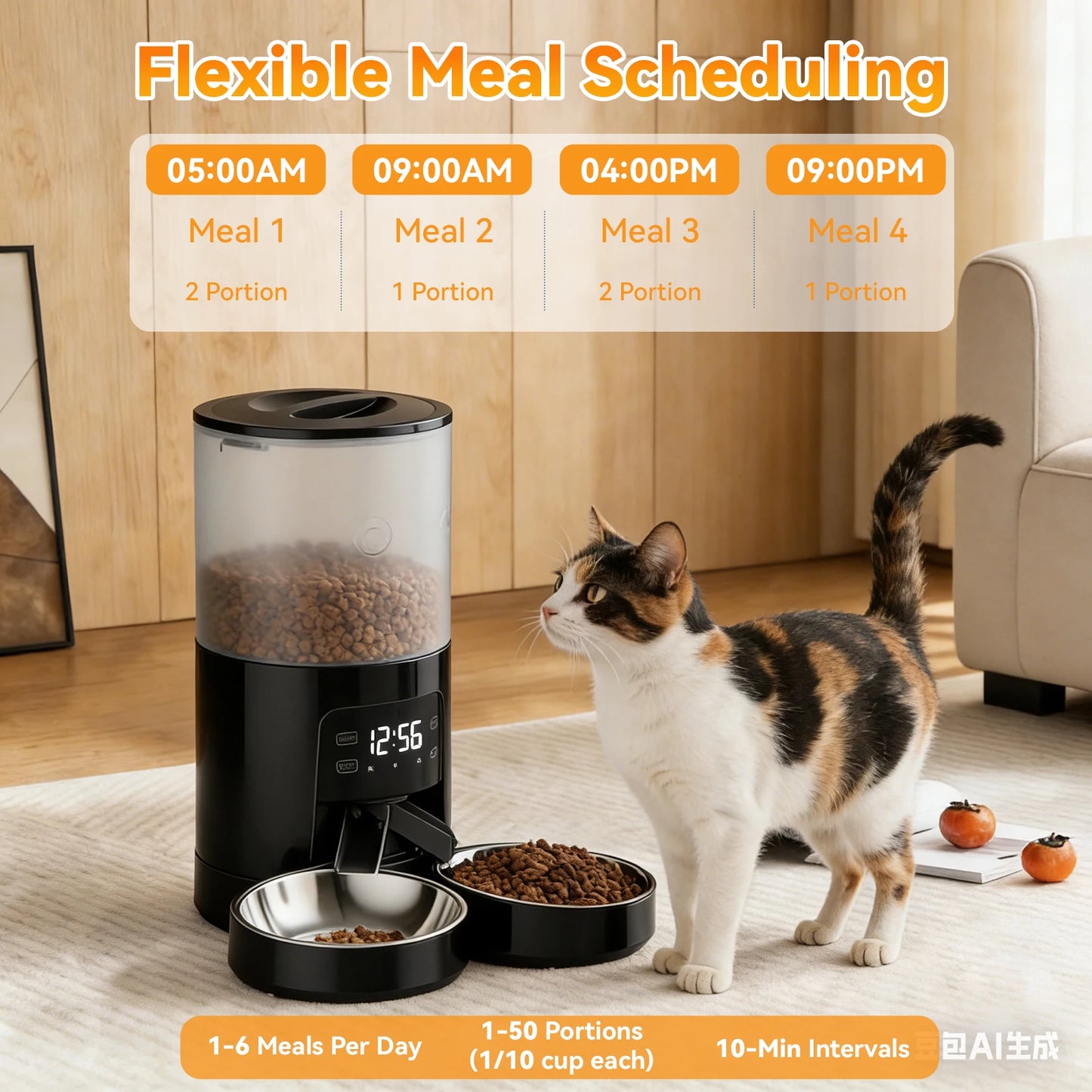 Automatic Cat And Dog Feeder With Dual Bowls