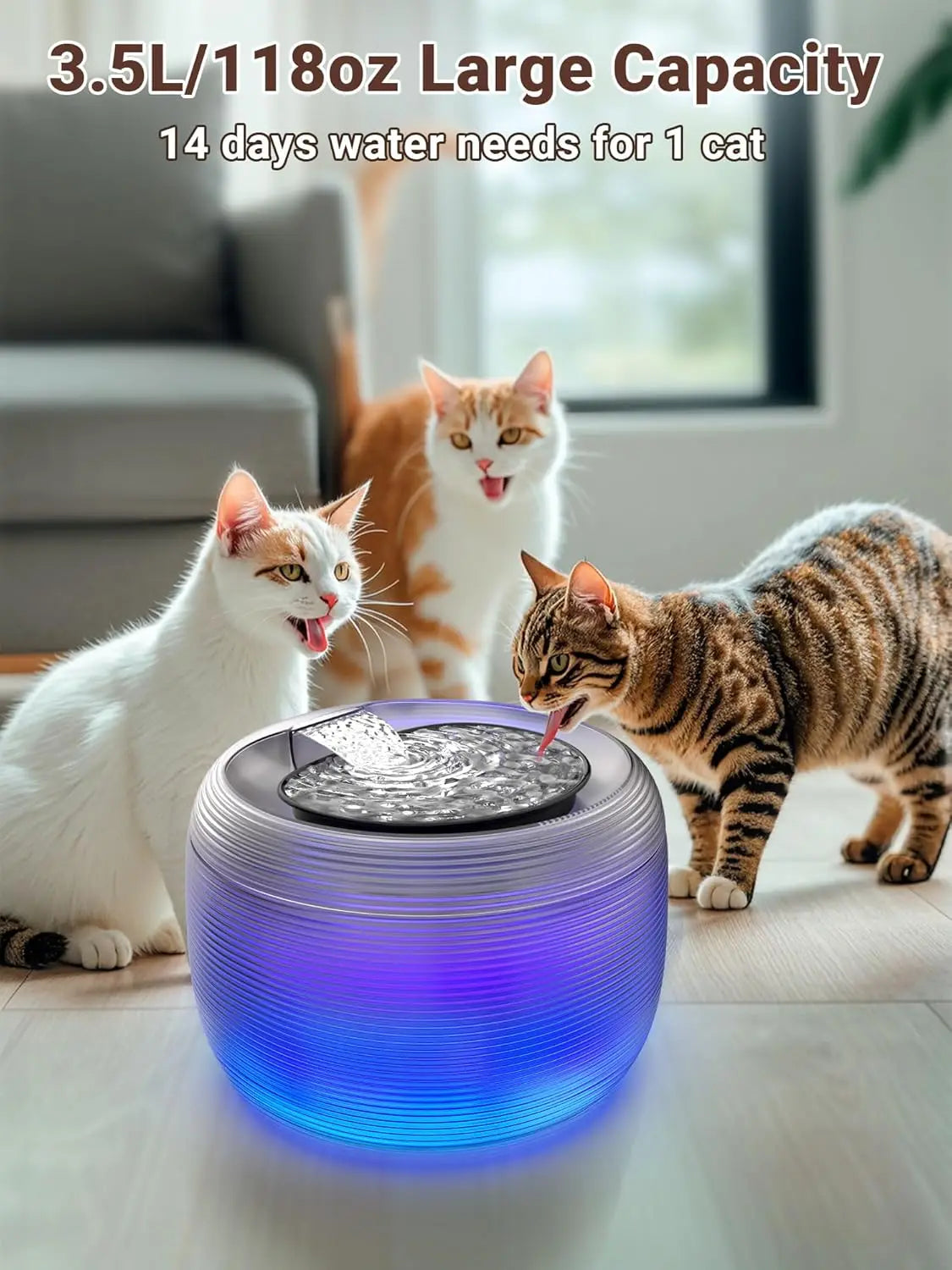 Whisper Cat Water Fountain With LED Light For Pets