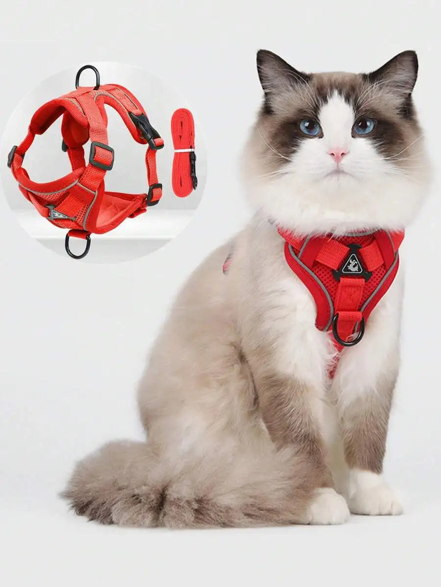 Reflective Pet Harness and Leash Set for Dogs and Cats Escape Proof