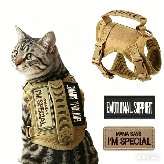 Safe Tactical Cat Harness and Leash with Stickers for Pets