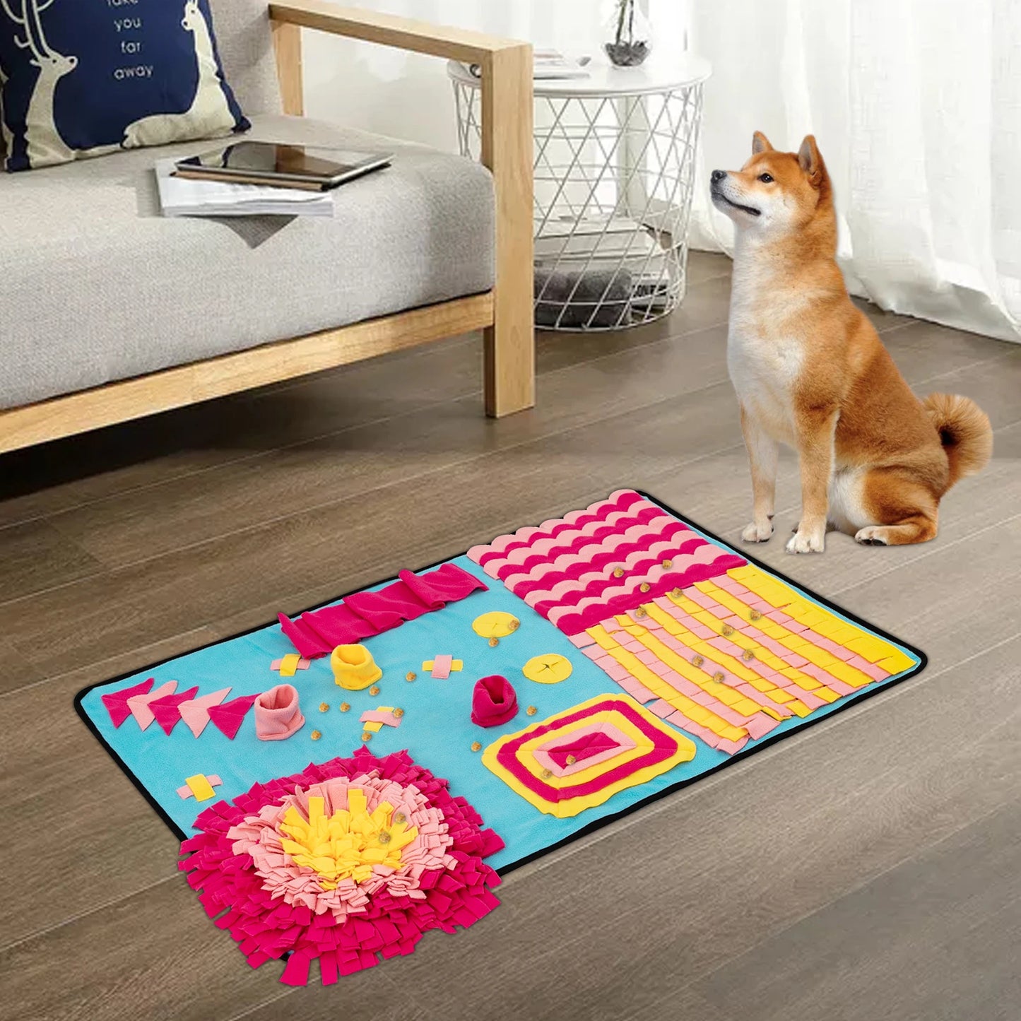 Fleece Sniffing Mat For Pets Snuffle Puzzle With Hidden Treats
