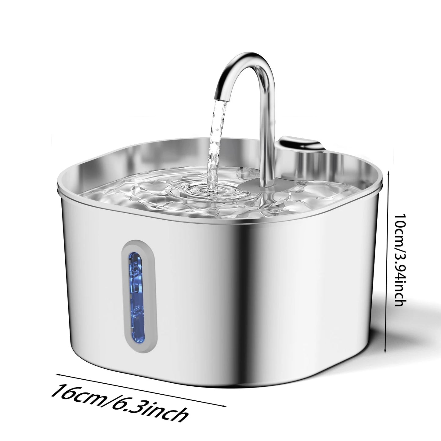Automatic Cat Water Fountain Stainless Steel Square Feeder