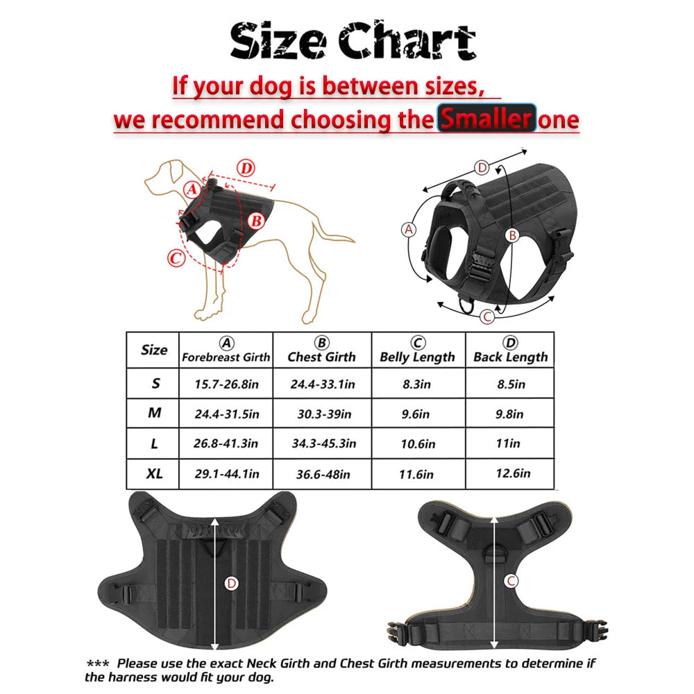 Tactical Dog Harness With Molle Pouches For Medium And Large Dogs
