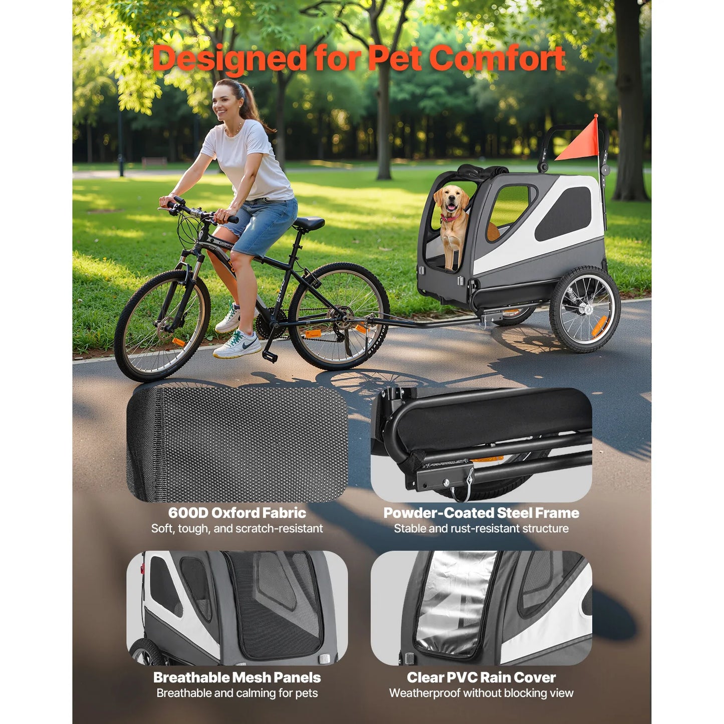 2 In 1 Canine Bike Trailer Stroller Carrier For Dogs