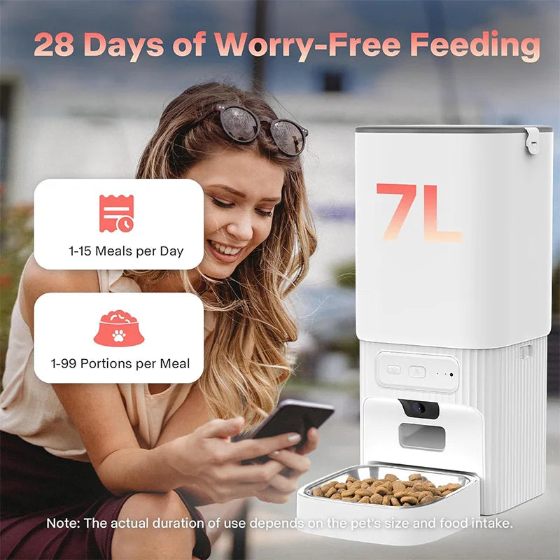 Nityers 7L Smart Pet Feeder With Dual Cameras And App Control