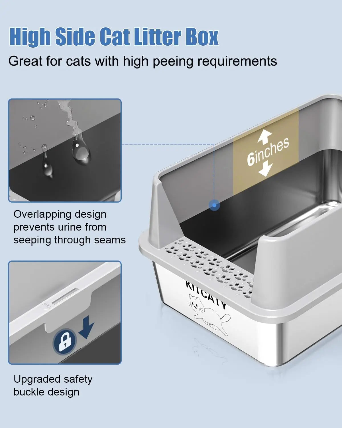 Stainless Steel Litter Box with Lid 2-Pack Odor-Free Leak-Proof