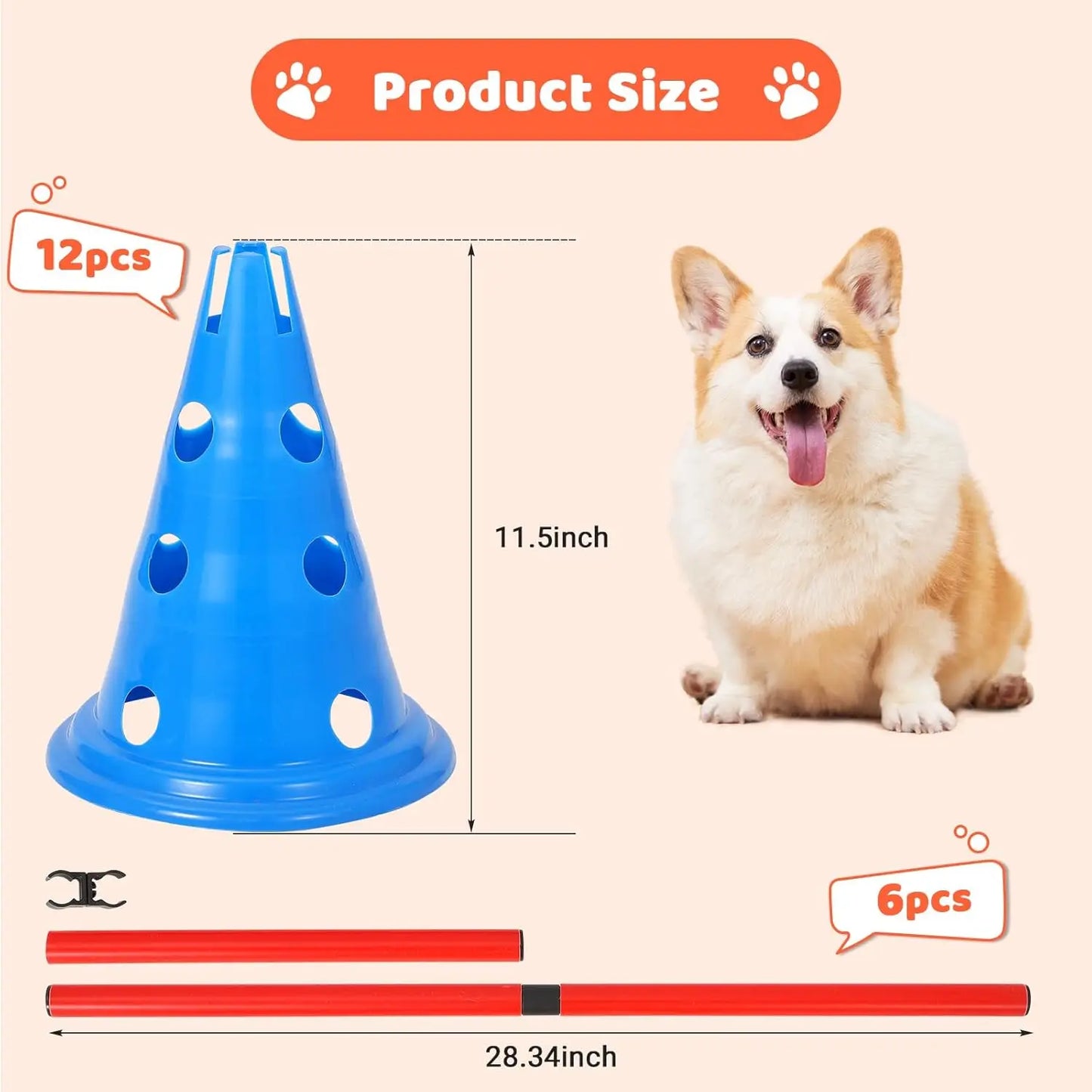 HiMISS Dog Agility Hurdle Cone Set For Backyard Training Course
