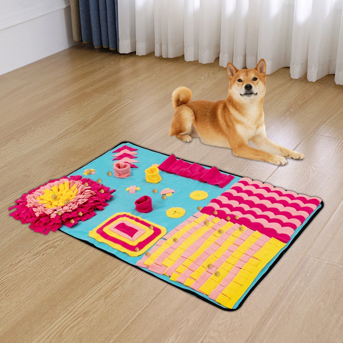Fleece Sniffing Mat For Pets Snuffle Puzzle With Hidden Treats