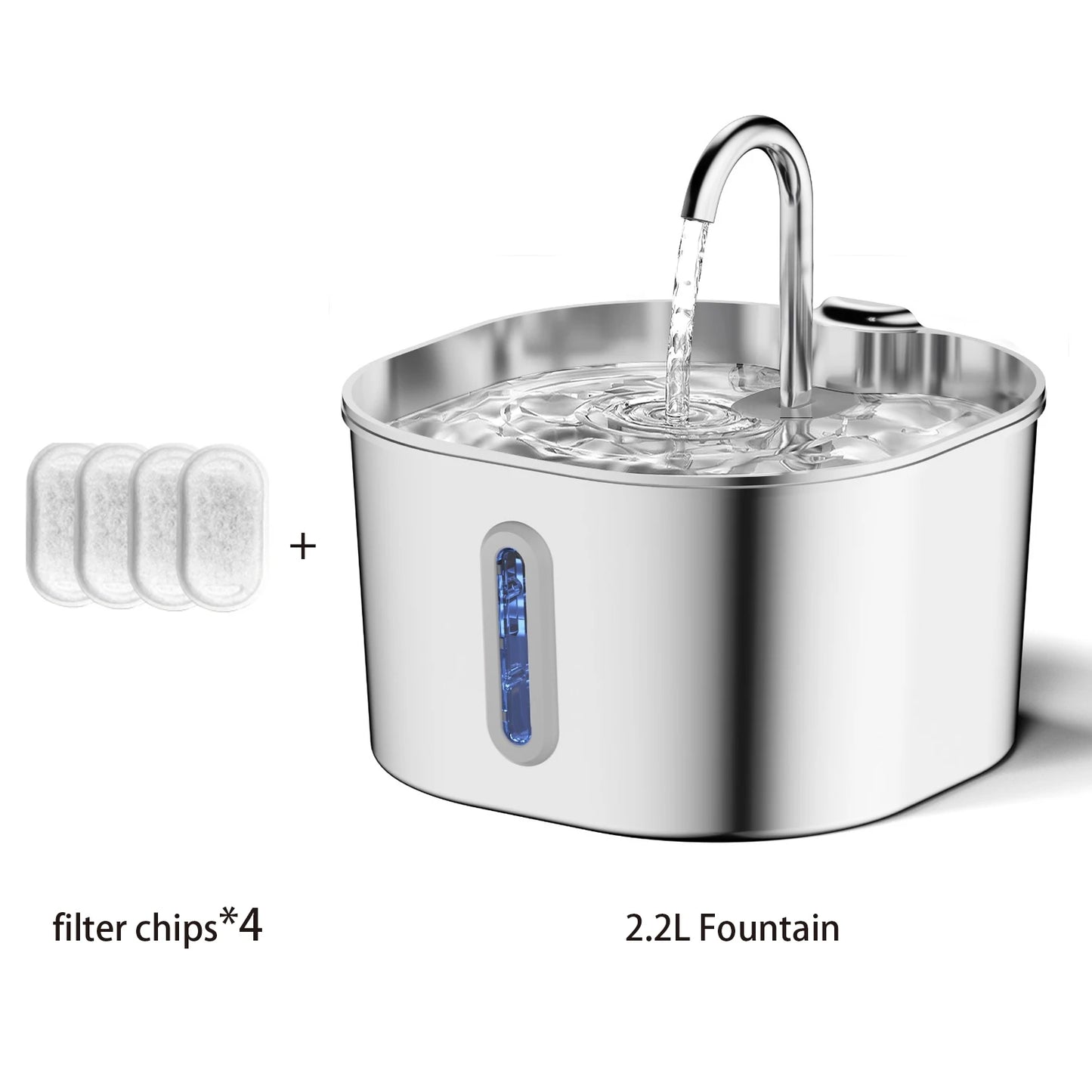 Automatic Cat Water Fountain Stainless Steel Square Feeder