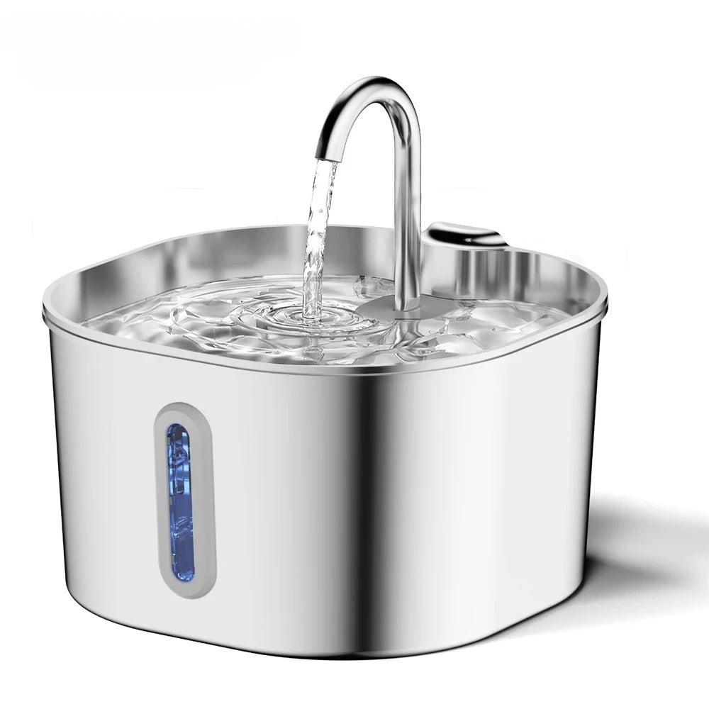 Automatic Cat Water Fountain Stainless Steel Square Feeder