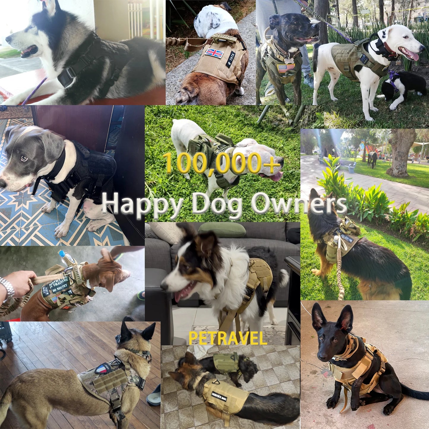 Tactical Dog Harness With Molle Pouches For Medium And Large Dogs