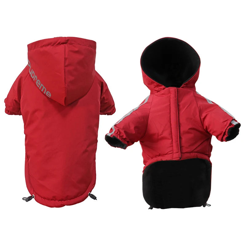 Autumn Winter Waterproof Hooded Reflective Dog Coat