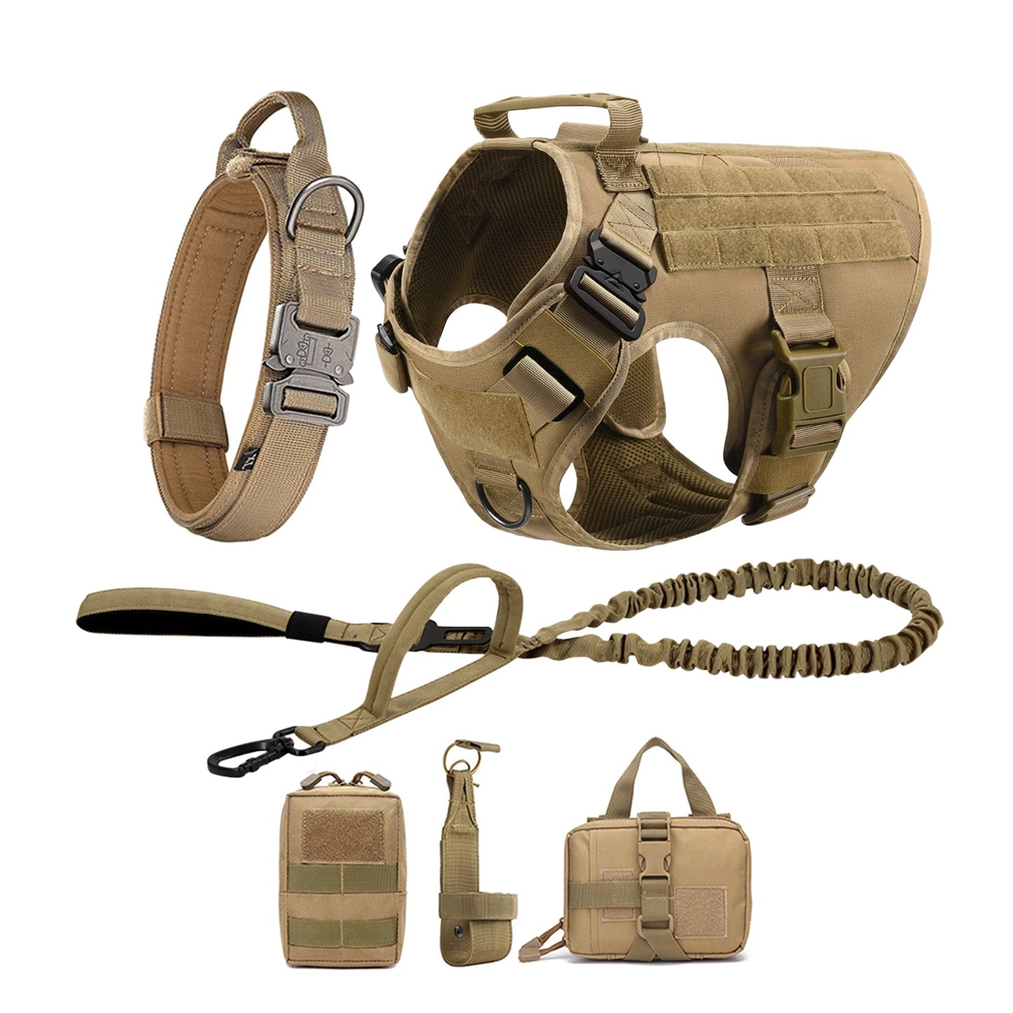 Tactical Dog Harness With Molle Pouches For Medium And Large Dogs