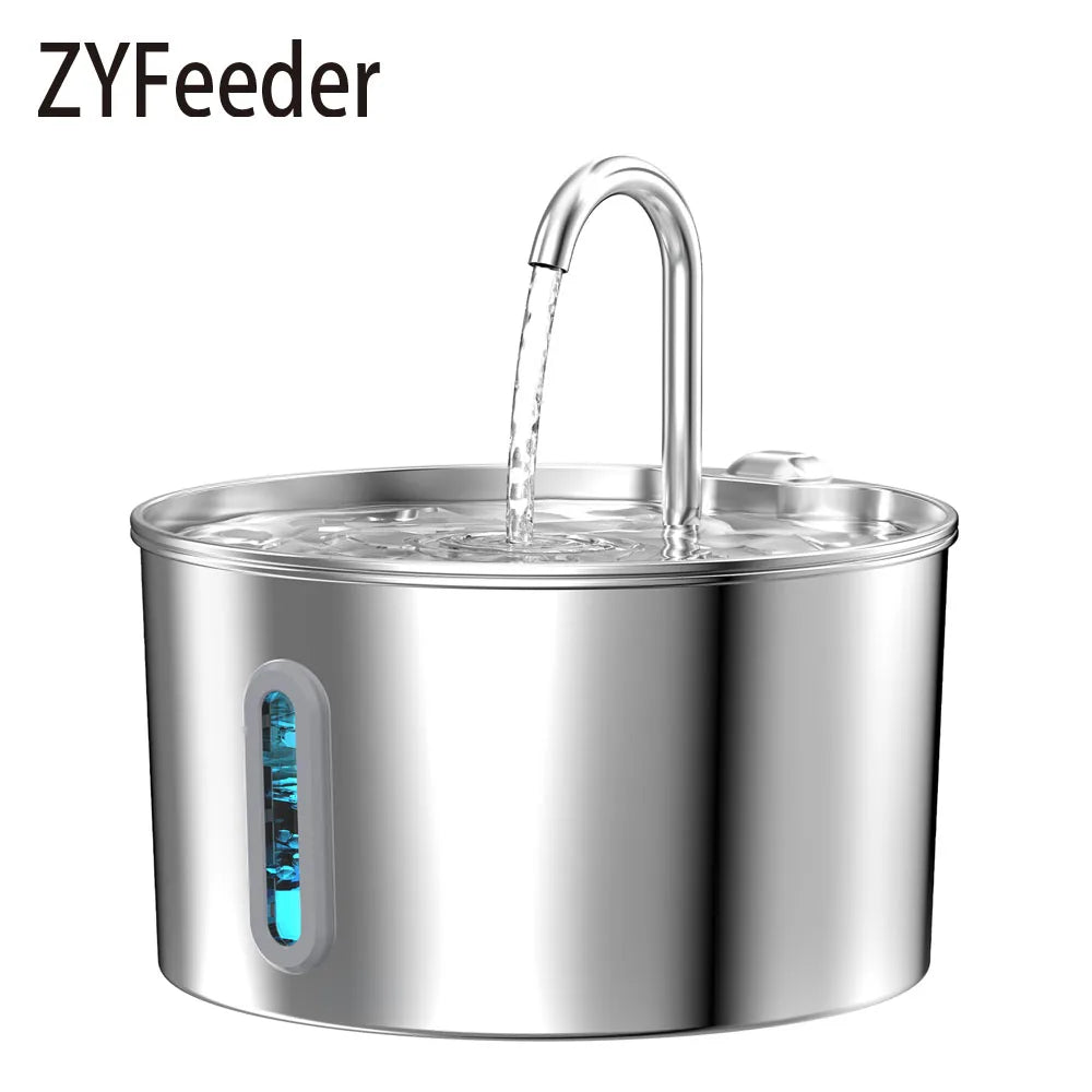 ZYFeeder Automatic Pet Water Fountain Stainless Steel Quiet Dispenser