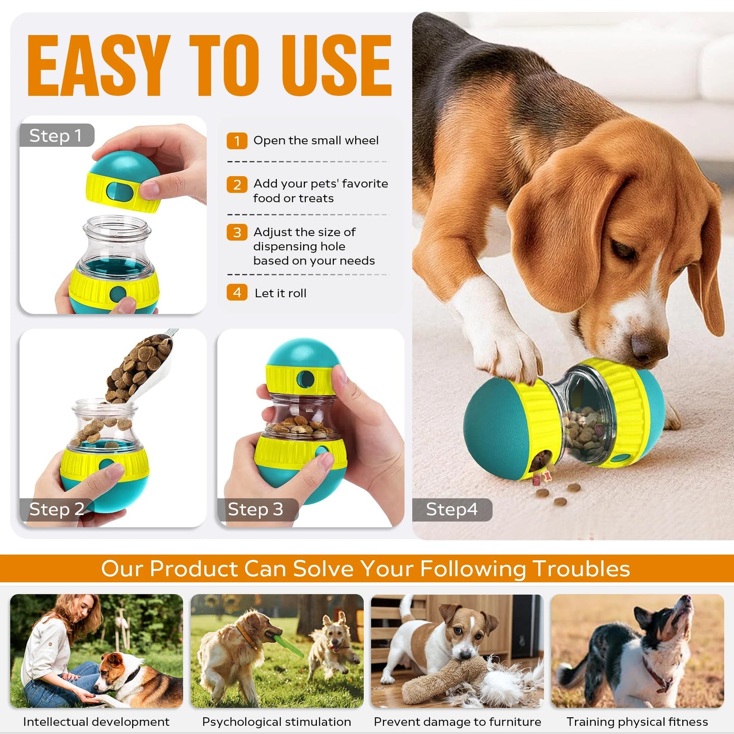 Interactive Treat Dispenser Toy For Dogs And Cats Pets