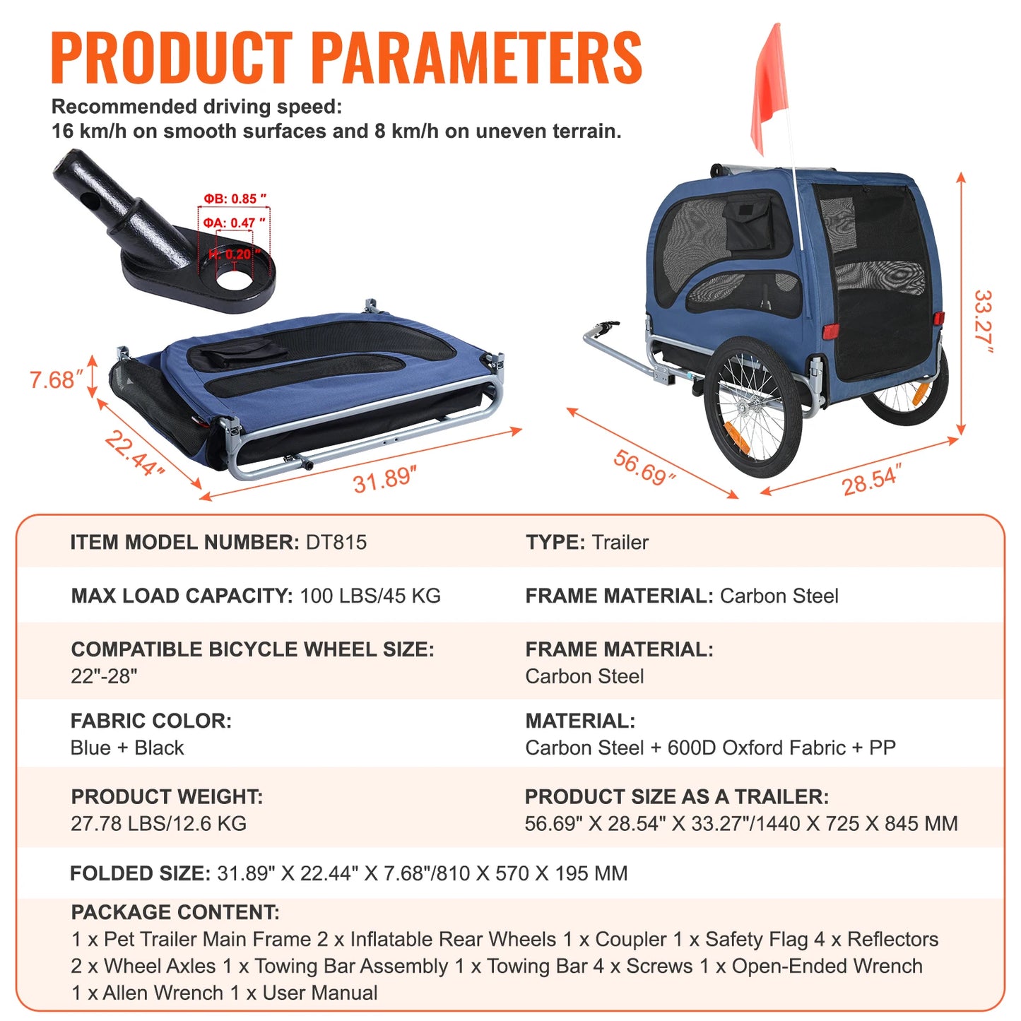 Pet Bicycle Trailer Carrier for Dogs Travel and Comfort