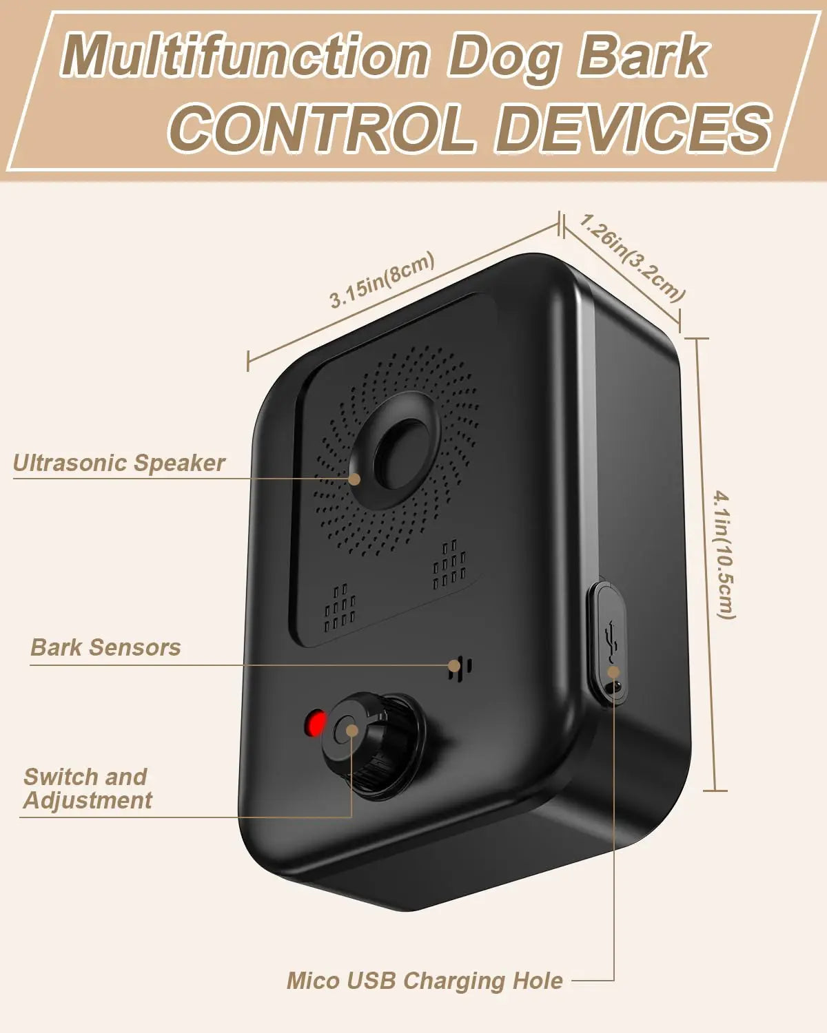 PetEdu Ultrasonic Bark Deterrent For Dogs Indoor Outdoor Use
