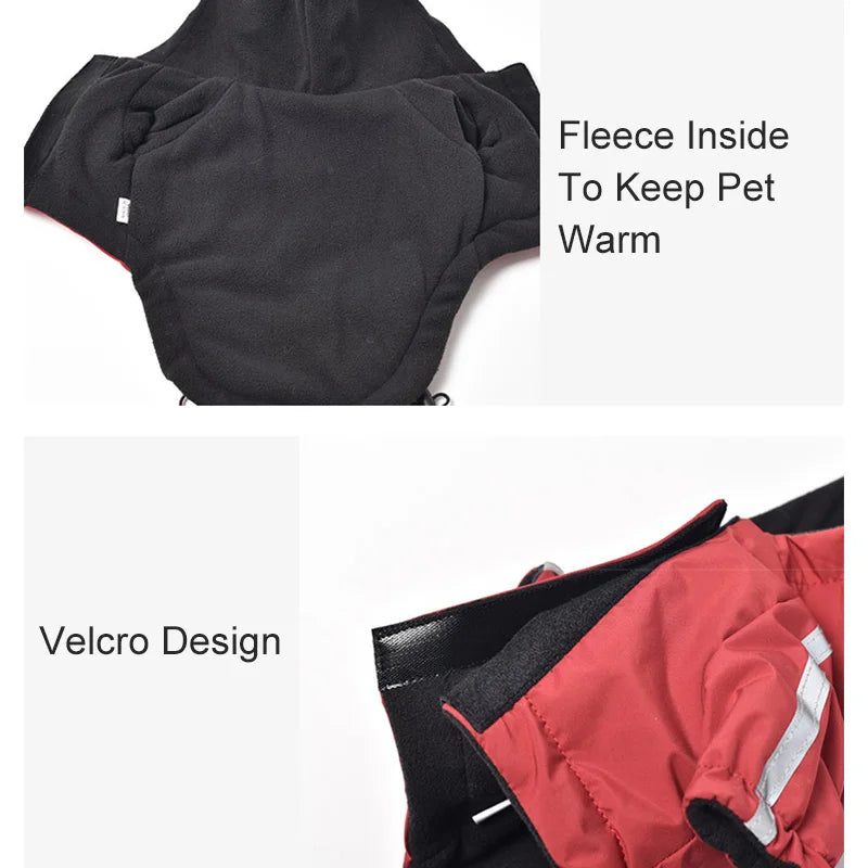 Autumn Winter Waterproof Hooded Reflective Dog Coat