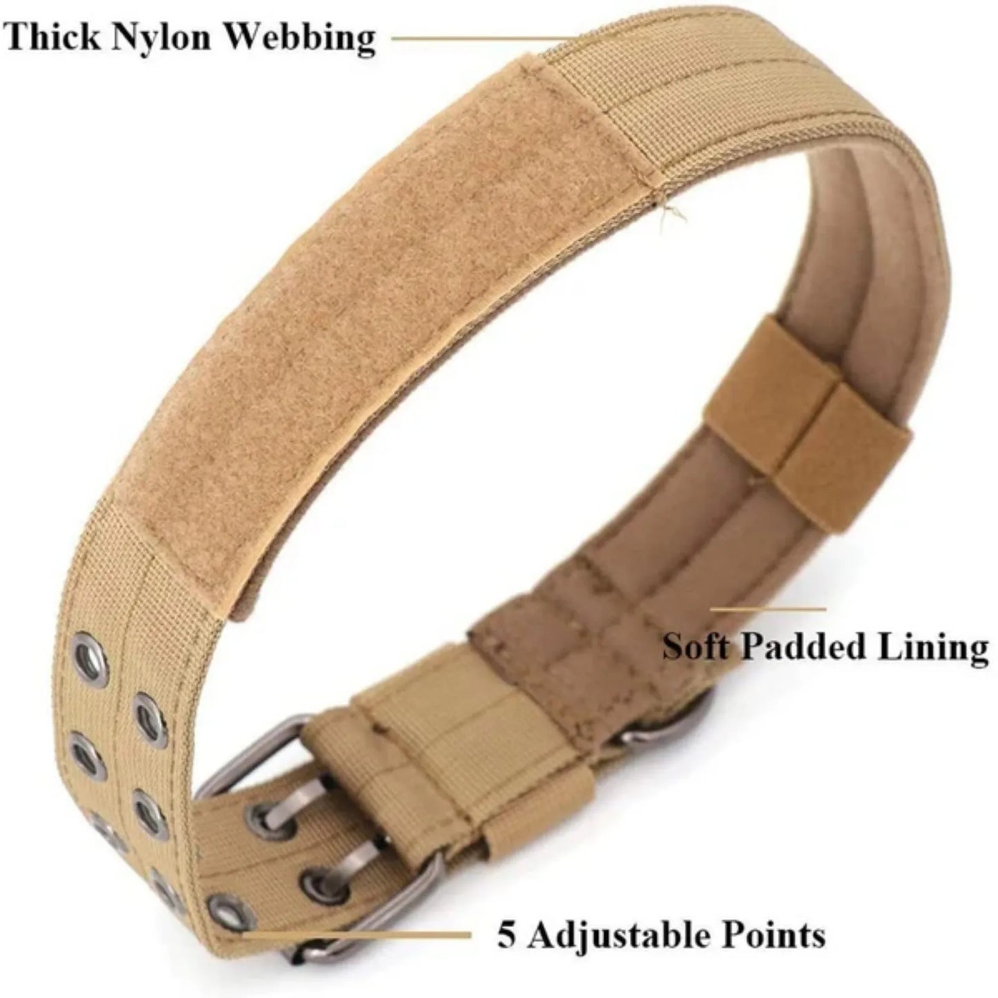 K9 Tactical Heavy Duty Nylon Dog Collar With Metal Buckle