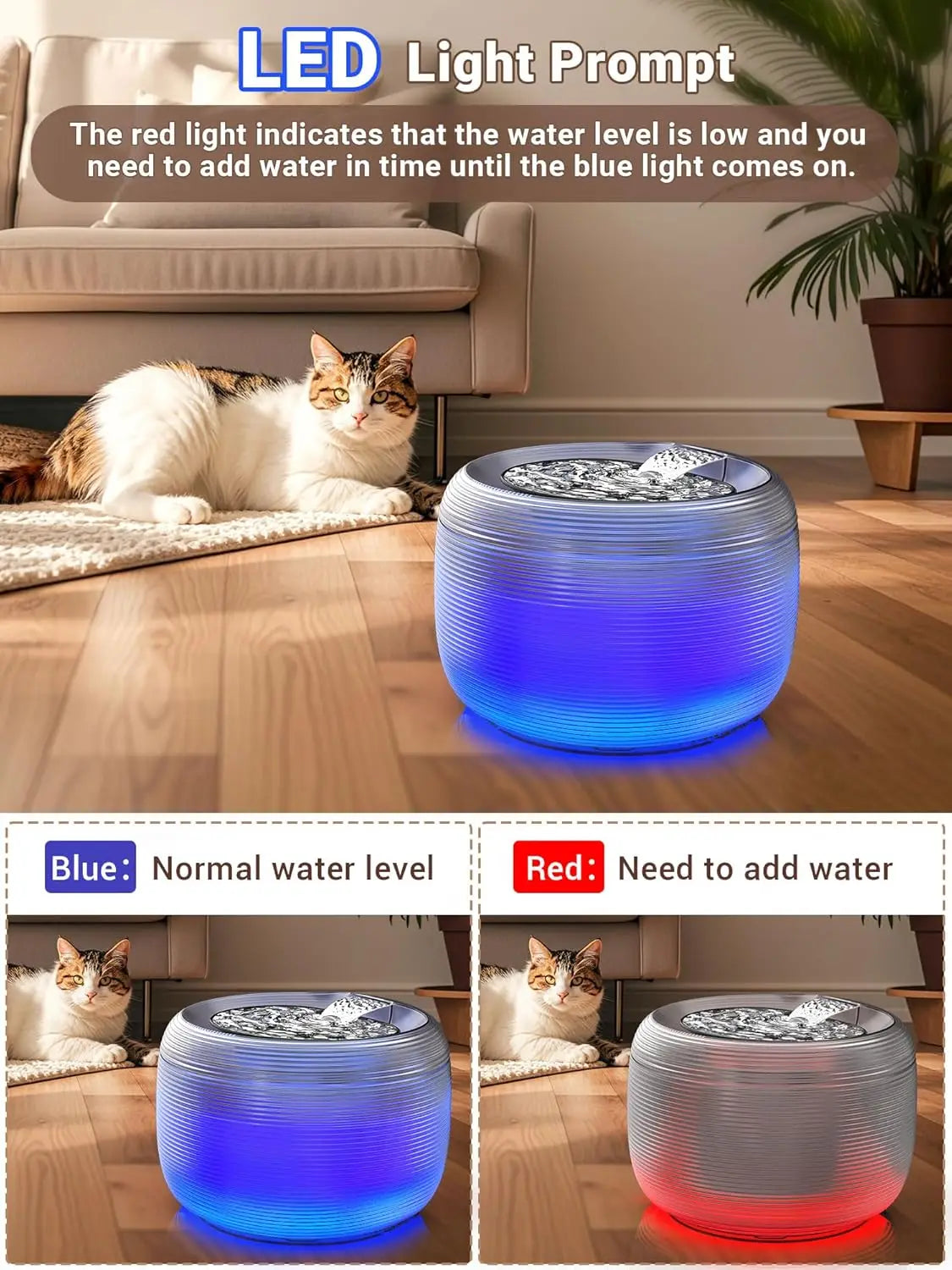 Whisper Cat Water Fountain With LED Light For Pets