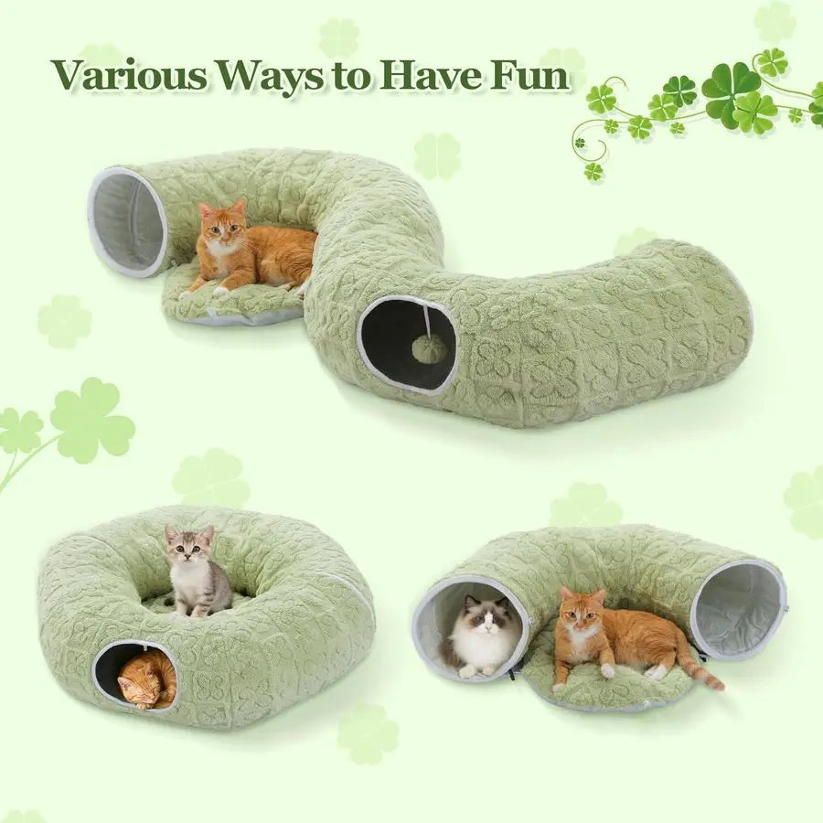 Premium 2-In-1 Cat Tunnel With Plush Bed For Indoor Cats
