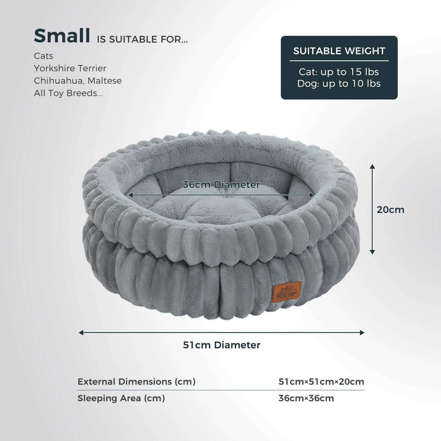 PAWZ Road Round Pet Bed With Anti-Slip Bottom All Seasons