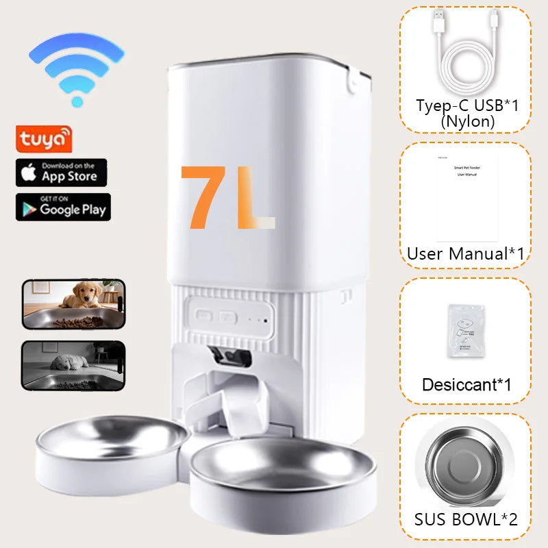 Nityers 7L Smart Pet Feeder With Dual Cameras And App Control