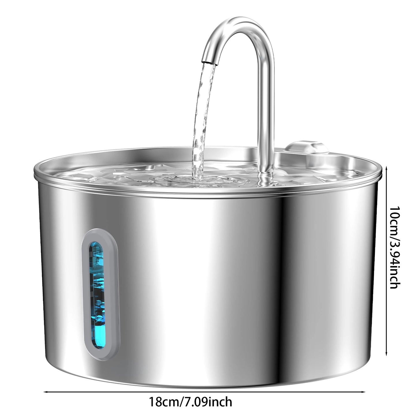 ZYFeeder Automatic Pet Water Fountain Stainless Steel Quiet Dispenser