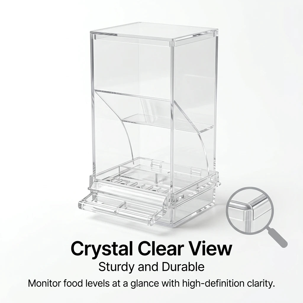 No Mess Clear Acrylic Bird Feeder Seed Dispenser For Parakeets