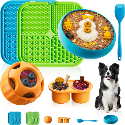Dog Enrichment Toy Set 6-Piece With Lick Mats Ball And Bowl For Anxiety Relief