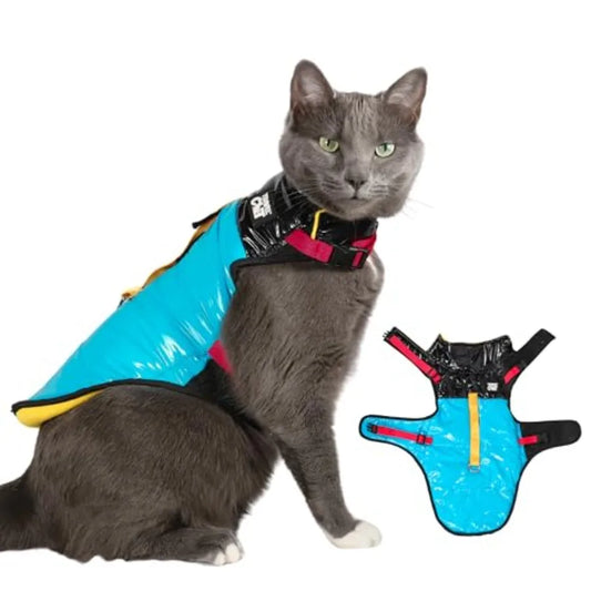 Puffer Jacket Harness For Cats With Built In Leash