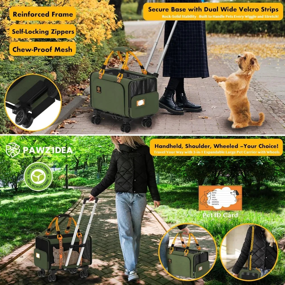 Expandable Cat Carrier With Wheels Under Seat TSA Airline Approved