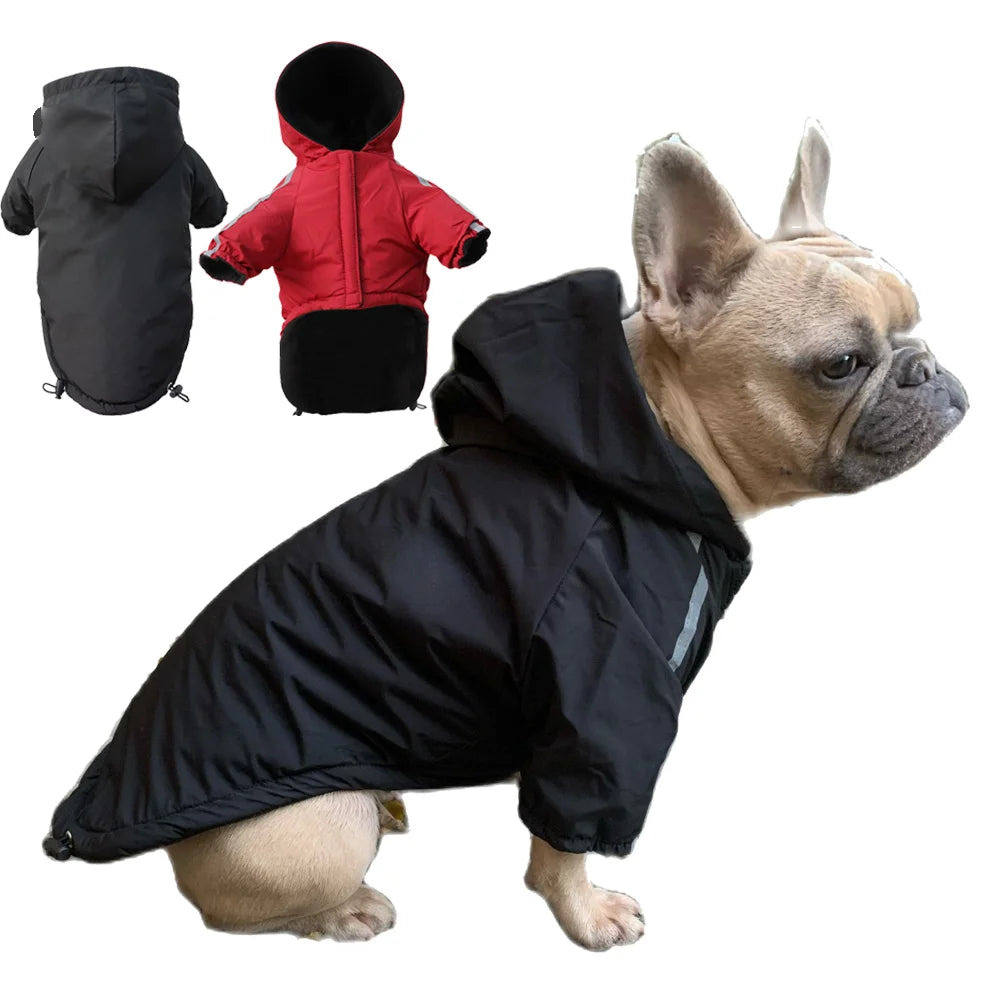 Autumn Winter Waterproof Hooded Reflective Dog Coat