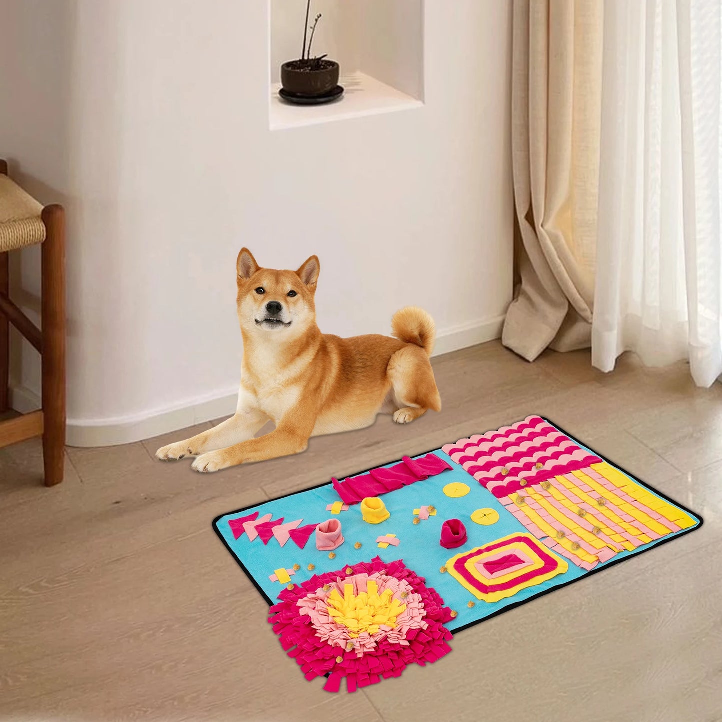Fleece Sniffing Mat For Pets Snuffle Puzzle With Hidden Treats