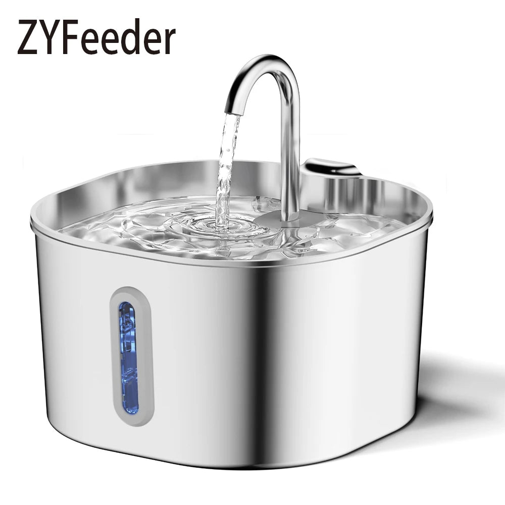 ZYFeeder Automatic Pet Water Fountain Stainless Steel Quiet Dispenser