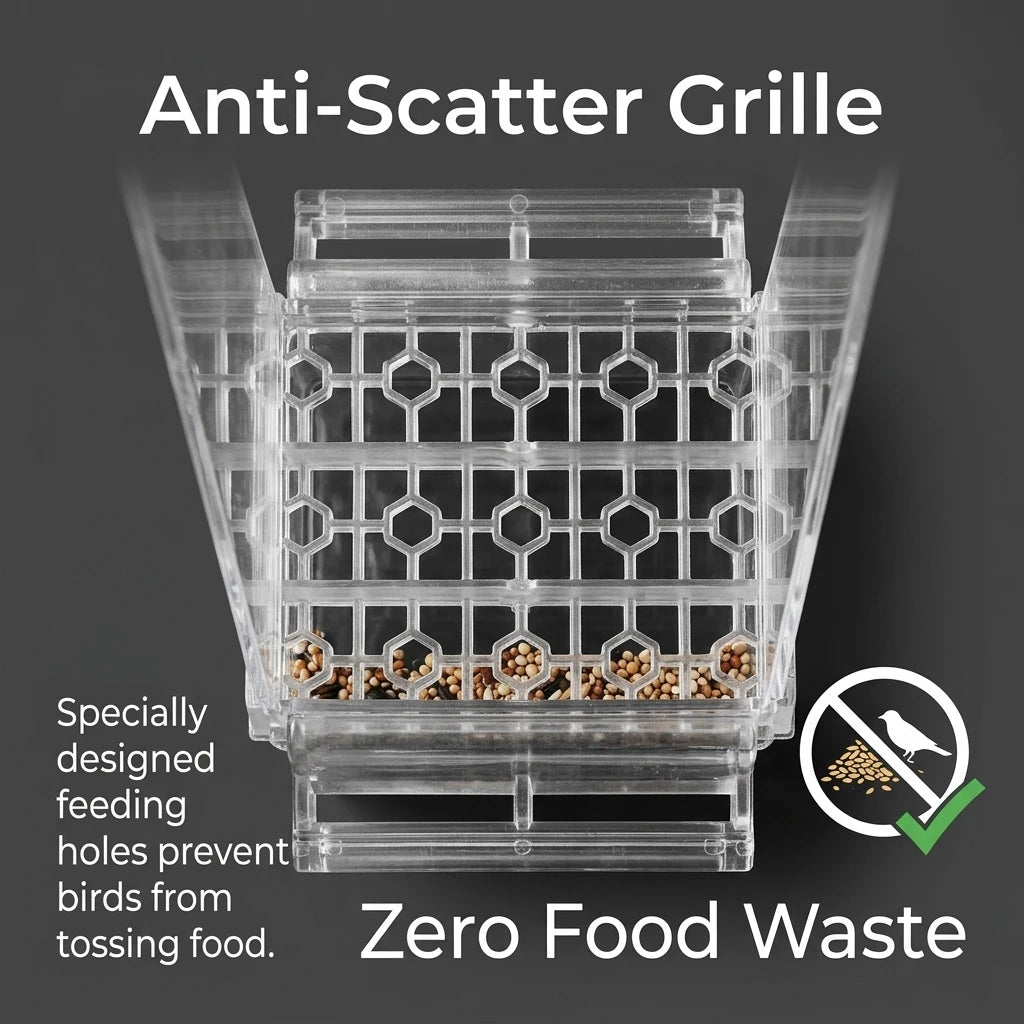 No Mess Clear Acrylic Bird Feeder Seed Dispenser For Parakeets