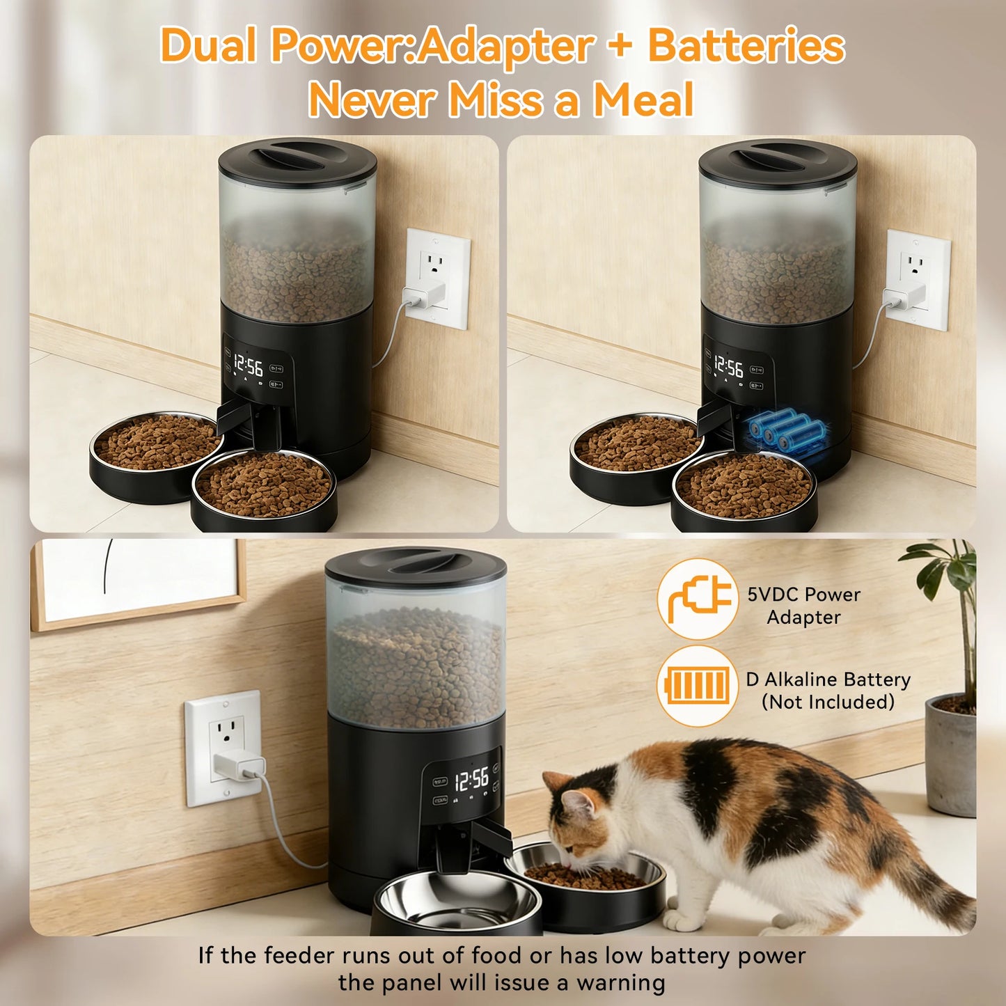 Automatic Cat And Dog Feeder With Dual Bowls