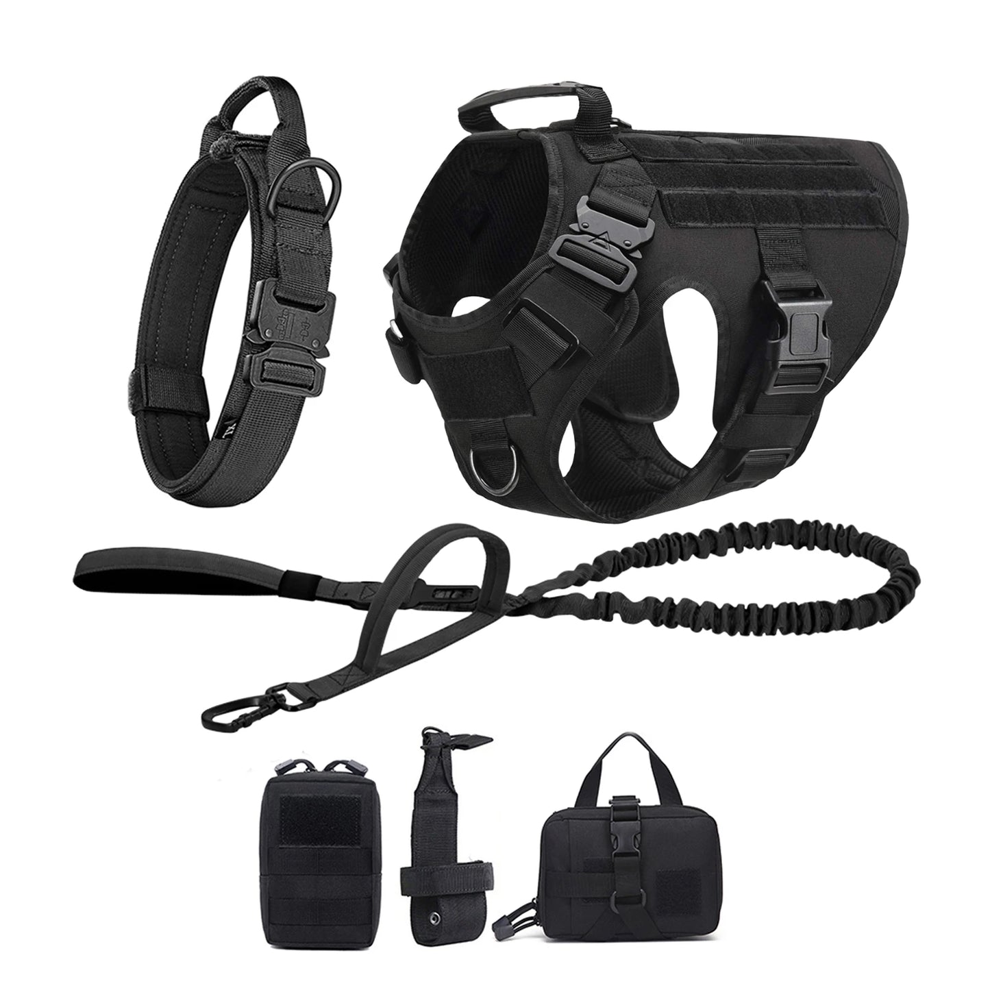 Tactical Dog Harness With Molle Pouches For Medium And Large Dogs