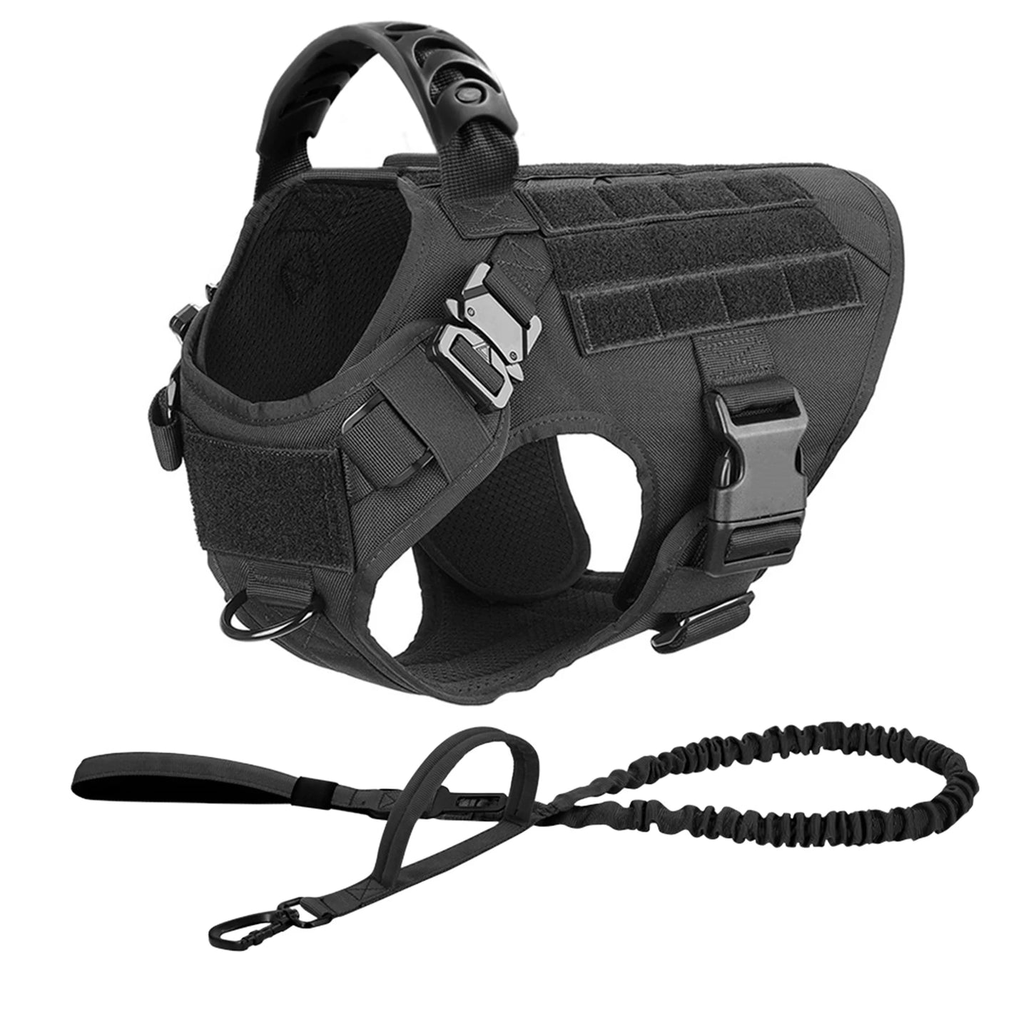 Nylon Tactical Dog Harness Leash Set For Large Dogs Training