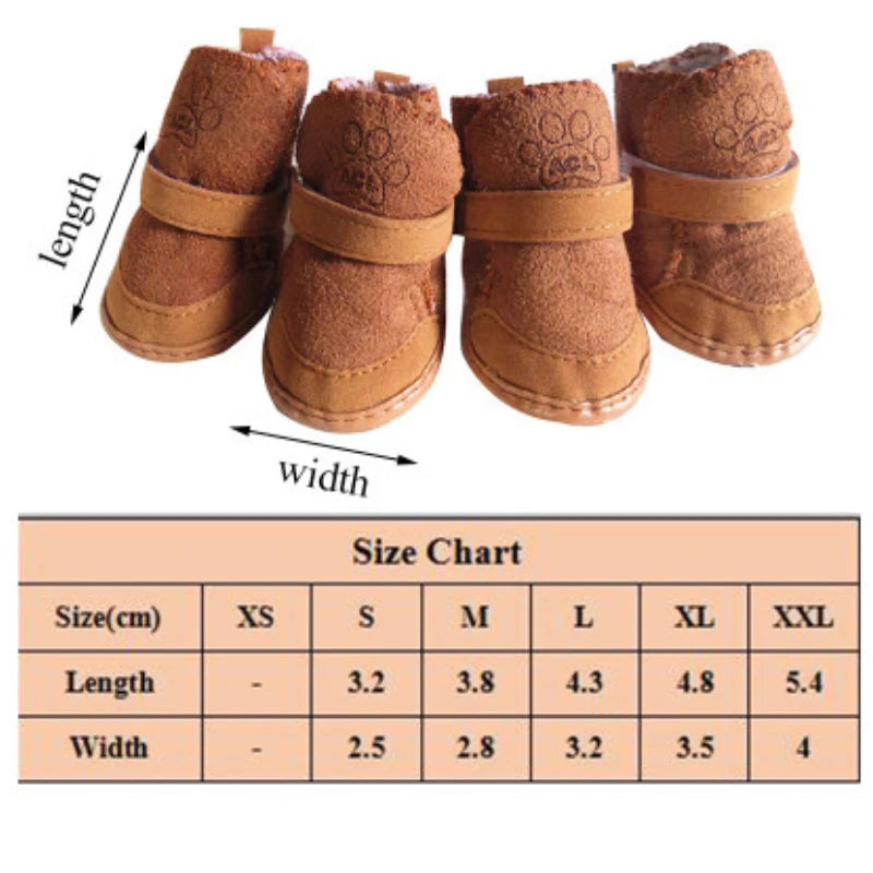 Pet Dog Shoes 4 Pack Thick Warm Boots