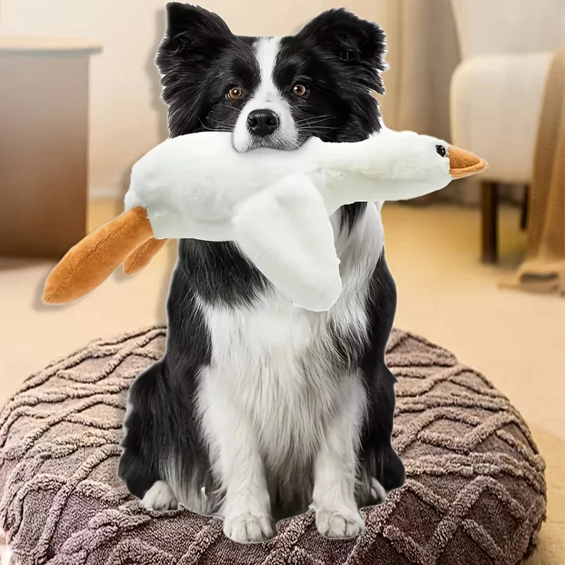 Plush White Duck Dog Toy For Pets Soft Squeaky Plush