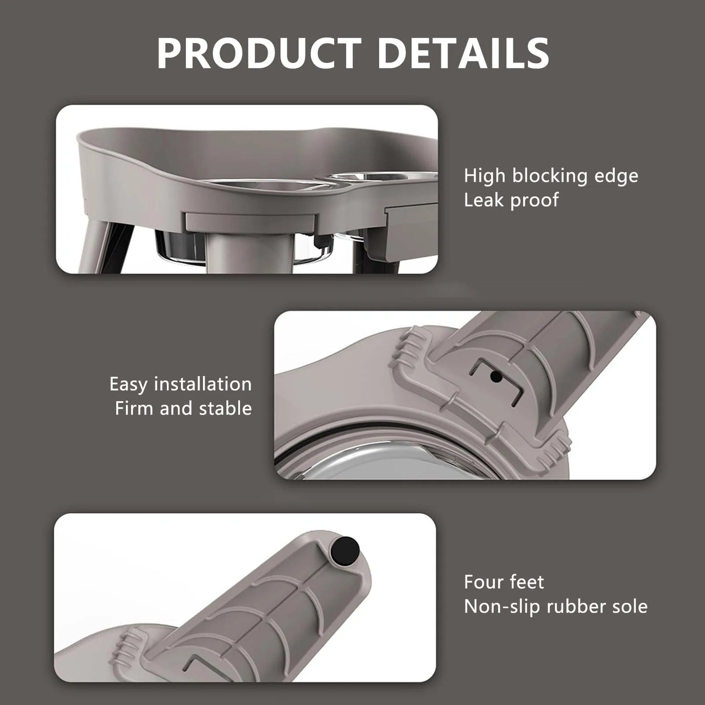 Elevated Dog Feeder Stand With Non Slip No Spill Bowl
