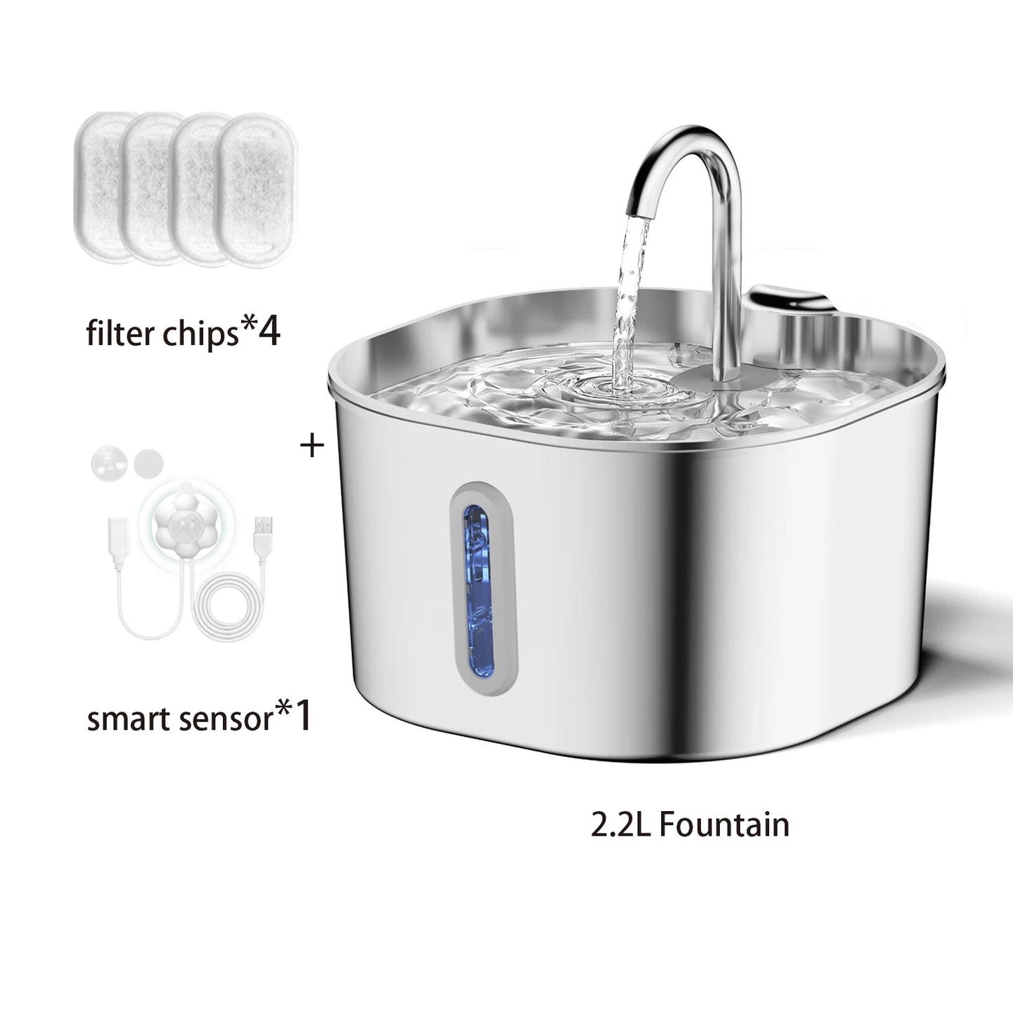 Automatic Cat Water Fountain Stainless Steel Square Feeder